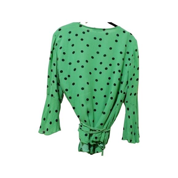 Ganni wrap green polka dot blouse - Picture 4 of 6